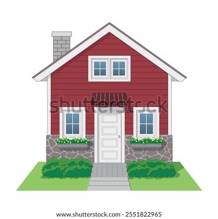 Similar – Image, Stock Photo Red house facade with patterns around the windows