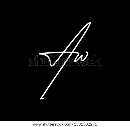 Double Cursive Letters Initial AW Signature Handwriting Calligraphy