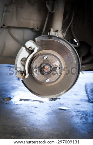 Front Disk brake assembly on a car