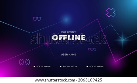 offline streaming background with light.gaming streaming banner with pink and blue color light