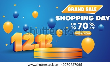 12.12 shopping day grand sale banner or poster with realistic podium ストックフォト © 