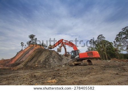 KUCHING, MALAYSIA - MAY 16 2015: Deforestation. Photo of tropical rainforest in Borneo being destroyed to make way for oil palm plantation.