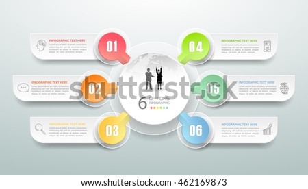 Abstract 3d infographic 6 options,  Business concept infographic template can be used for workflow layout, diagram, number options,