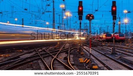 Similar – Image, Stock Photo Traces of a train in the night