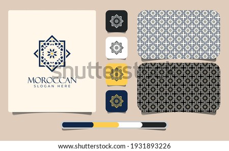 Elegant Moroccan Ornament Logo Template with Pattern. Moroccan Arabian Logo Pattern. Sacred Outline Geometric. Best identity for luxury brand, restaurants, hotels, boutiques, jewelry, and cosmetics.