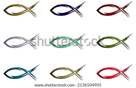 Sign Of The Fish, A Symbol Of Christian Art, Also Known As Jesus Fish Vector Illustration. Also Called Ichthys Or Ichthus, The Greek Word For Fish
