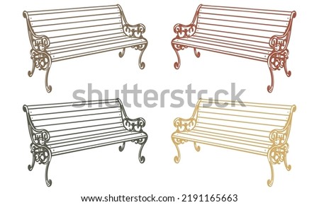 Park Bench Vector Illustration. Wrought-Iron Bench. Outdoor Bench
