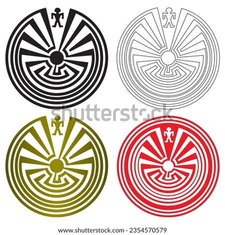 Man In The Maze Indian Symbol Vector illustration