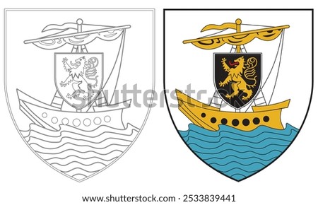 Coat Of Arms Of The Irish Regional Capital City Of Galway City Vector Illustration
