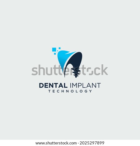 Dental implant clinic technology logo design vector dental implant logo modern dental logo icon