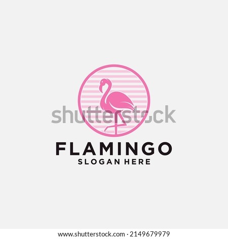 Flamingo logo with line style beautiful flamingo animal art logo design illustration for business