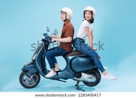 Similar – Image, Stock Photo Man and woman riding horses