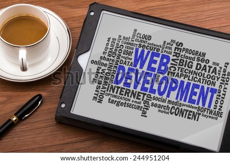 web development word cloud with related tags