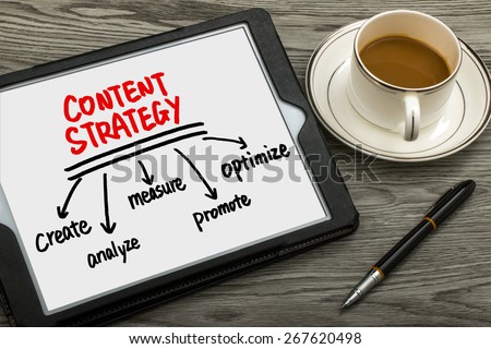 content strategy concept diagram hand drawing on tablet pc