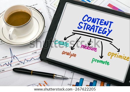 content strategy concept diagram hand drawing on tablet pc