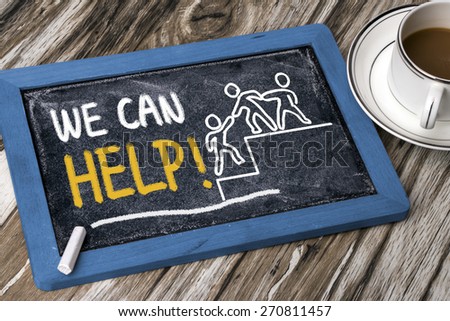 we can help concept hand drawing on blackboard