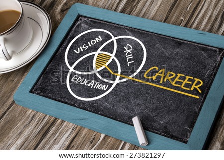 career concept:vision skill education hand drawing on blackboard