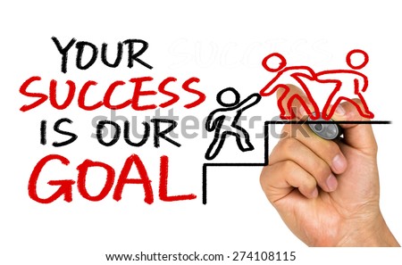 your success is our goal hand drawing on whiteboard