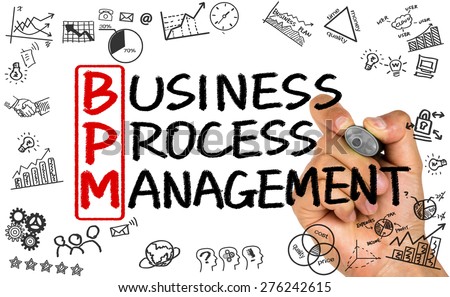 BPM concept:business process management handwritten on whiteboard