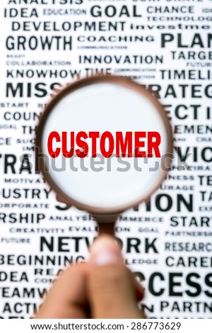 search for customer with a magnifying glass