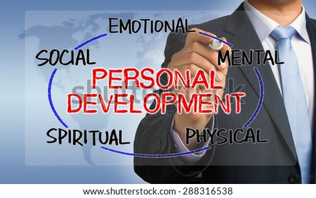 personal development concept hand drawn by businessman