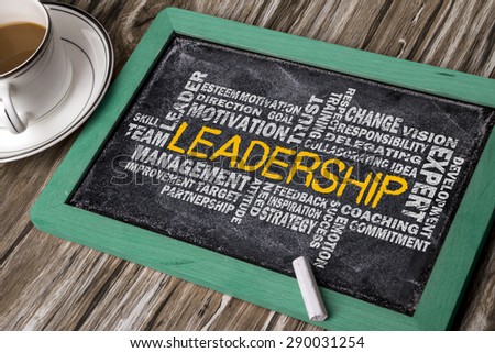 leadership word cloud on blackboard