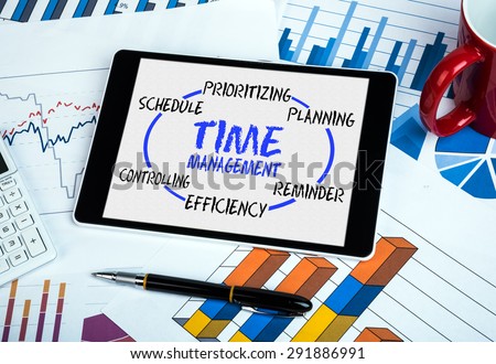 time management process circle concept on tablet pc