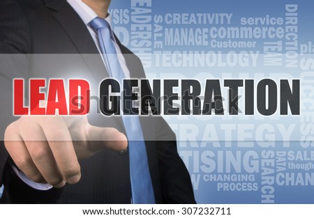 business concept:lead generation shown on touch screen interface