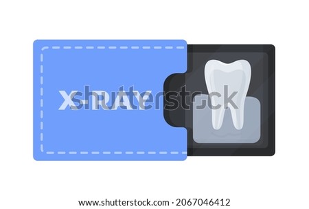 Vector illustration of x-ray teeth. Isolated on a white background x-ray tooth in x-ray cardboard. 