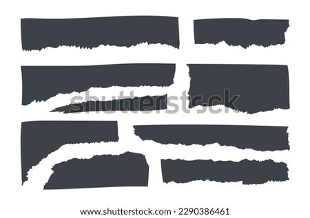 Vector illustration of a set of black paper scraps.