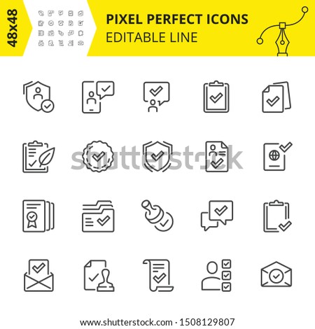 Simple set of icons for approval process in business and marking various milestones as passed. Сток-фото © 