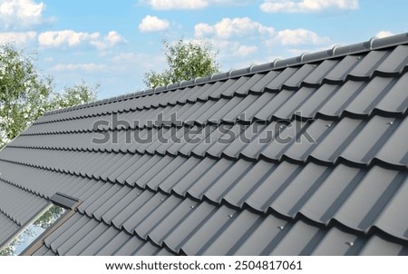 Image, Stock Photo Metal sheet roof of warehouse