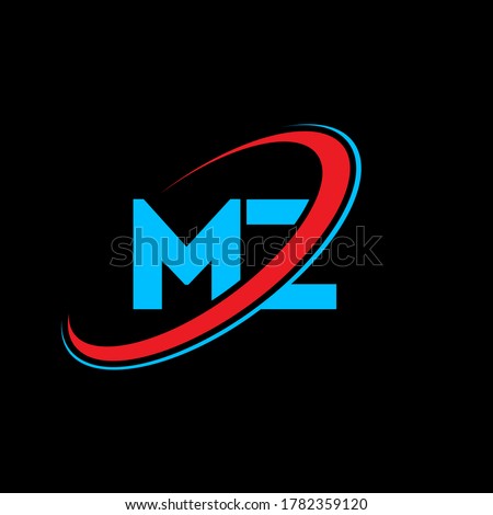 MZ M Z letter logo design. Initial letter MZ linked circle uppercase monogram logo red and blue. MZ logo, M Z design. mz, m z Stock fotó © 