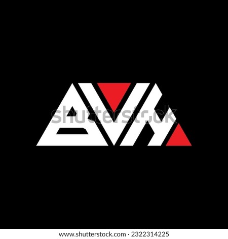 BVH triangle letter logo design with triangle shape. BVH triangle logo design monogram. BVH triangle vector logo template with red color. BVH triangular logo Simple, Elegant, and Luxurious design