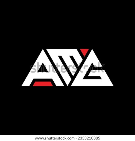 AMG triangle letter logo design with triangle shape. AMG triangle logo design monogram. AMG triangle vector logo template with red color. AMG triangular logo Simple, Elegant, and Luxurious design.