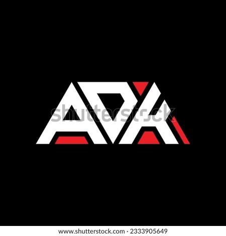 ADK triangle letter logo design with triangle shape. ADK triangle logo design monogram. ADK triangle vector logo template with red color. ADK triangular logo Simple, Elegant, and Luxurious design.