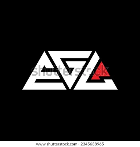 EGL triangle letter logo design with triangle shape. EGL triangle logo design monogram. EGL triangle vector logo template with red color. EGL triangular logo Simple, Elegant, and Luxurious design.