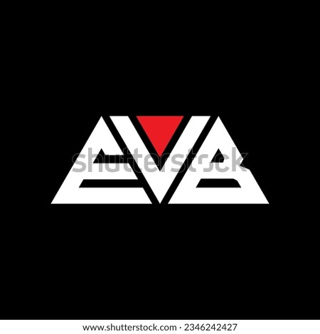 EVB triangle letter logo design with triangle shape. EVB triangle logo design monogram. EVB triangle vector logo template with red color. EVB triangular logo Simple, Elegant, and Luxurious design.