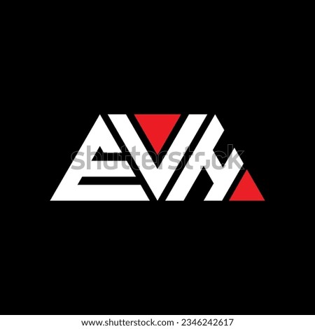 EVH triangle letter logo design with triangle shape. EVH triangle logo design monogram. EVH triangle vector logo template with red color. EVH triangular logo Simple, Elegant, and Luxurious design.