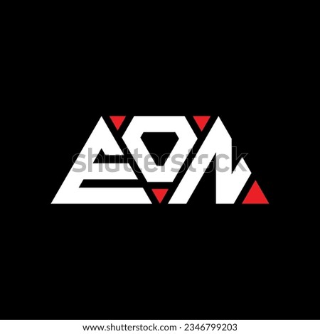 EON triangle letter logo design with triangle shape. EON triangle logo design monogram. EON triangle vector logo template with red color. EON triangular logo Simple, Elegant, and Luxurious design.