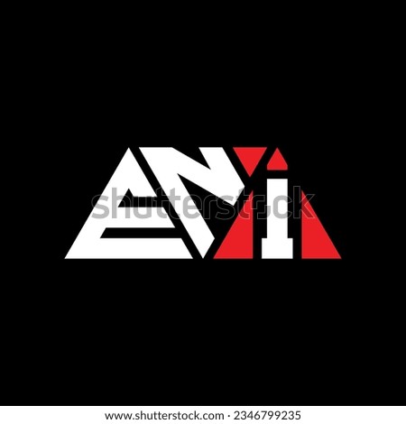 ENI triangle letter logo design with triangle shape. ENI triangle logo design monogram. ENI triangle vector logo template with red color. ENI triangular logo Simple, Elegant, and Luxurious design.