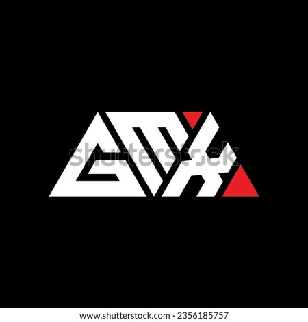 GMX triangle letter logo design with triangle shape. GMX triangle logo design monogram. GMX triangle vector logo template with red color. GMX triangular logo Simple, Elegant, and Luxurious design.