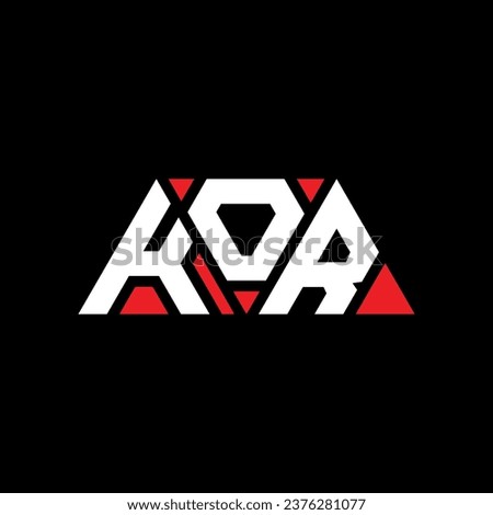 KOR triangle letter logo design with triangle shape. KOR triangle logo design monogram. KOR triangle vector logo template with red color. KOR triangular logo Simple, Elegant, and Luxurious design.