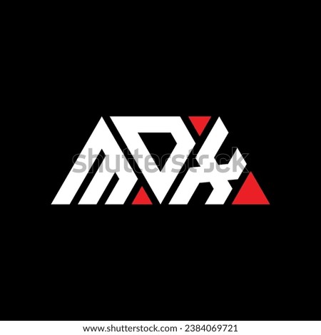 MDX triangle letter logo design with triangle shape. MDX triangle logo design monogram. MDX triangle vector logo template with red color. MDX triangular logo Simple, Elegant, and Luxurious design.