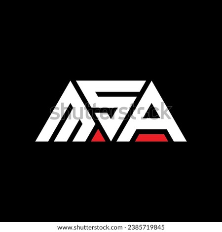 MSA triangle letter logo design with triangle shape. MSA triangle logo design monogram. MSA triangle vector logo template with red color. MSA triangular logo Simple, Elegant, and Luxurious design.