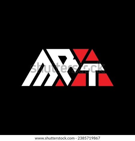 MRT triangle letter logo design with triangle shape. MRT triangle logo design monogram. MRT triangle vector logo template with red color. MRT triangular logo Simple, Elegant, and Luxurious design.