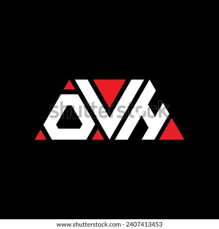 OVH triangle letter logo design with triangle shape. OVH triangle logo design monogram. OVH triangle vector logo template with red color. OVH triangular logo Simple, Elegant, and Luxurious design.