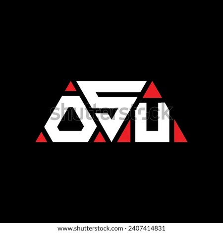 OSU triangle letter logo design with triangle shape. OSU triangle logo design monogram. OSU triangle vector logo template with red color. OSU triangular logo Simple, Elegant, and Luxurious design.