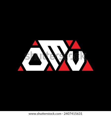 OMV triangle letter logo design with triangle shape. OMV triangle logo design monogram. OMV triangle vector logo template with red color. OMV triangular logo Simple, Elegant, and Luxurious design.
