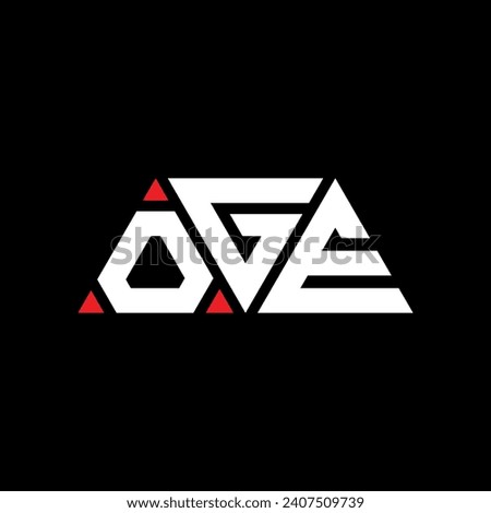 OGE triangle letter logo design with triangle shape. OGE triangle logo design monogram. OGE triangle vector logo template with red color. OGE triangular logo Simple, Elegant, and Luxurious design.